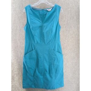 Boden Teal Blue Sleeveless V Neck Sheath Dress Women US Size 8